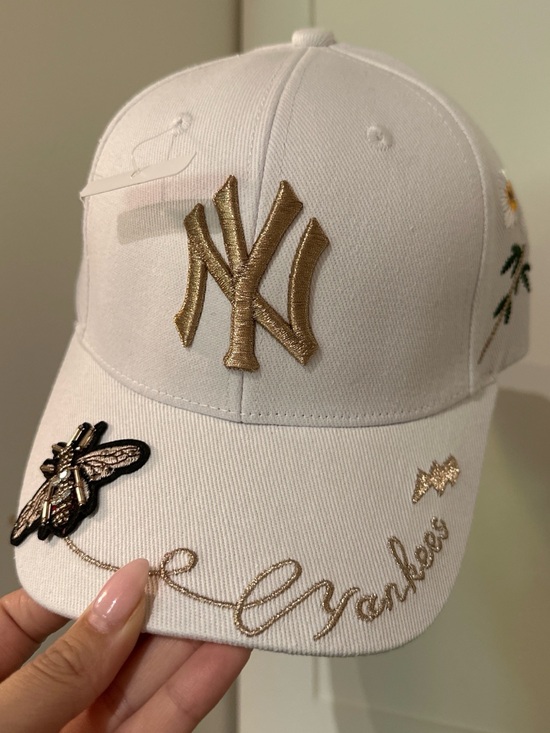 MLB Accessories - MLB White Cap with Rose Gold Embroidered NY Logo